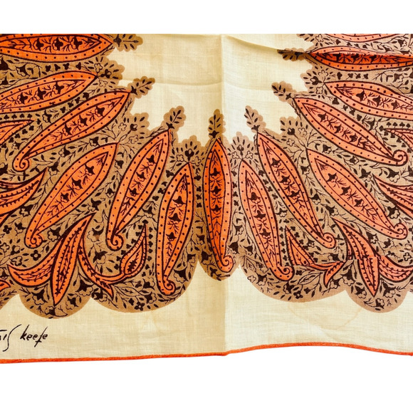 Vintage Tammis Keefe Handkerchief Persian Pickle Paisley Empire Near East READ - Picture 8 of 12